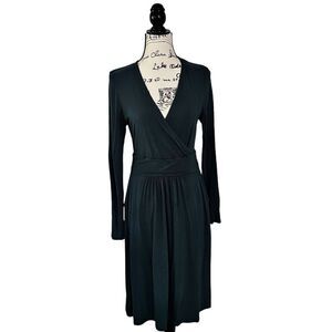 Boden Faux Wrap Cerulean Jersey Midi Dress with Pockets Size 6 Long